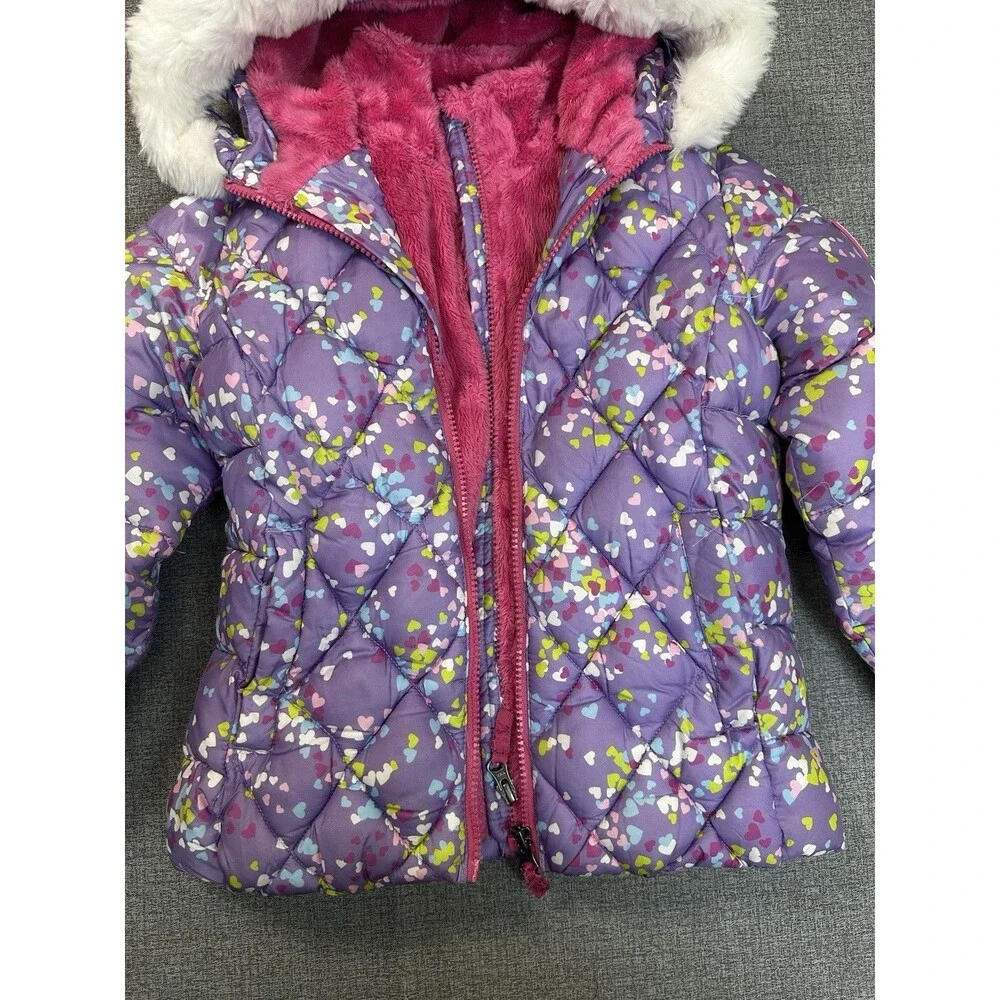 Snozu Girls Purple Puffer Fleece Lined Jacket Size 6